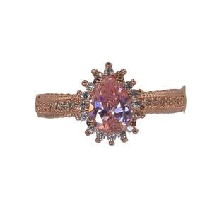 NWOT Fragrant Jewels Pink Pear-Cut Halo Cubic Zirconia Ring Size 7.75 US